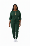 Half-Sleeve Casual everyday Jogger Jumpsuit | Cozy lounge jumpsuit (Hunter Green)