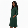 3/4 Sleeve A-Line Flare Dress | Soft Lounge Dress for Women (Hunter Green)