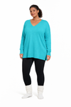 (Plus) Timeless Cozy V-Neck Sweater (H ICE BLUE)