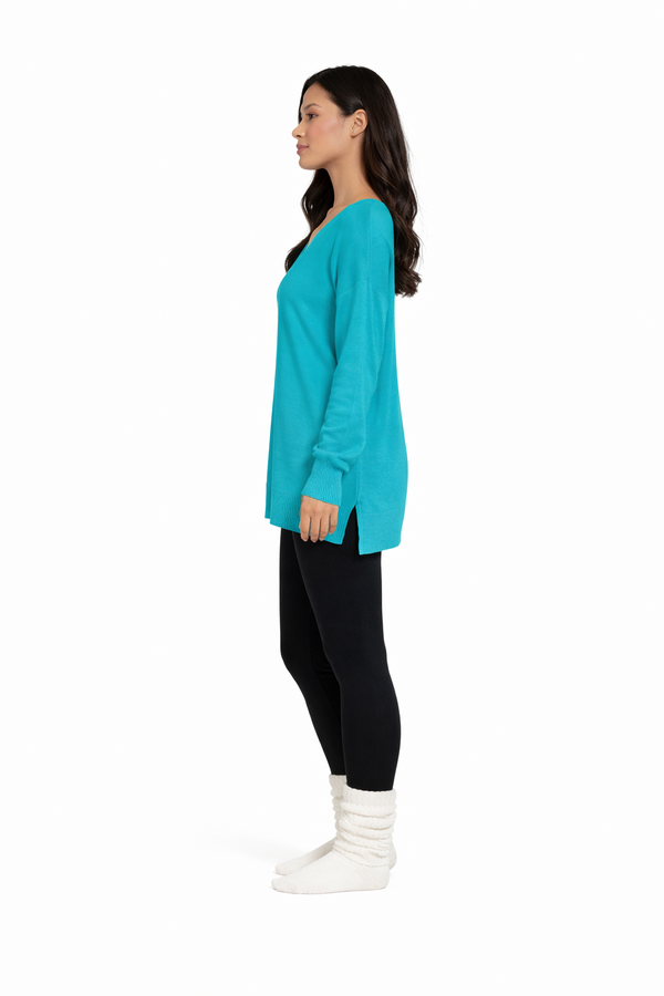 Timeless Cozy V-Neck Sweater (H ICE BLUE)