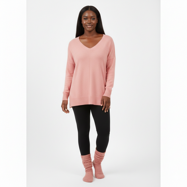 Timeless Cozy V-Neck Sweater (DK PINK)