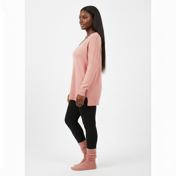 Timeless Cozy V-Neck Sweater (DK PINK)