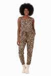 Leopard Print Scoop Neck Jogger Jumpsuit